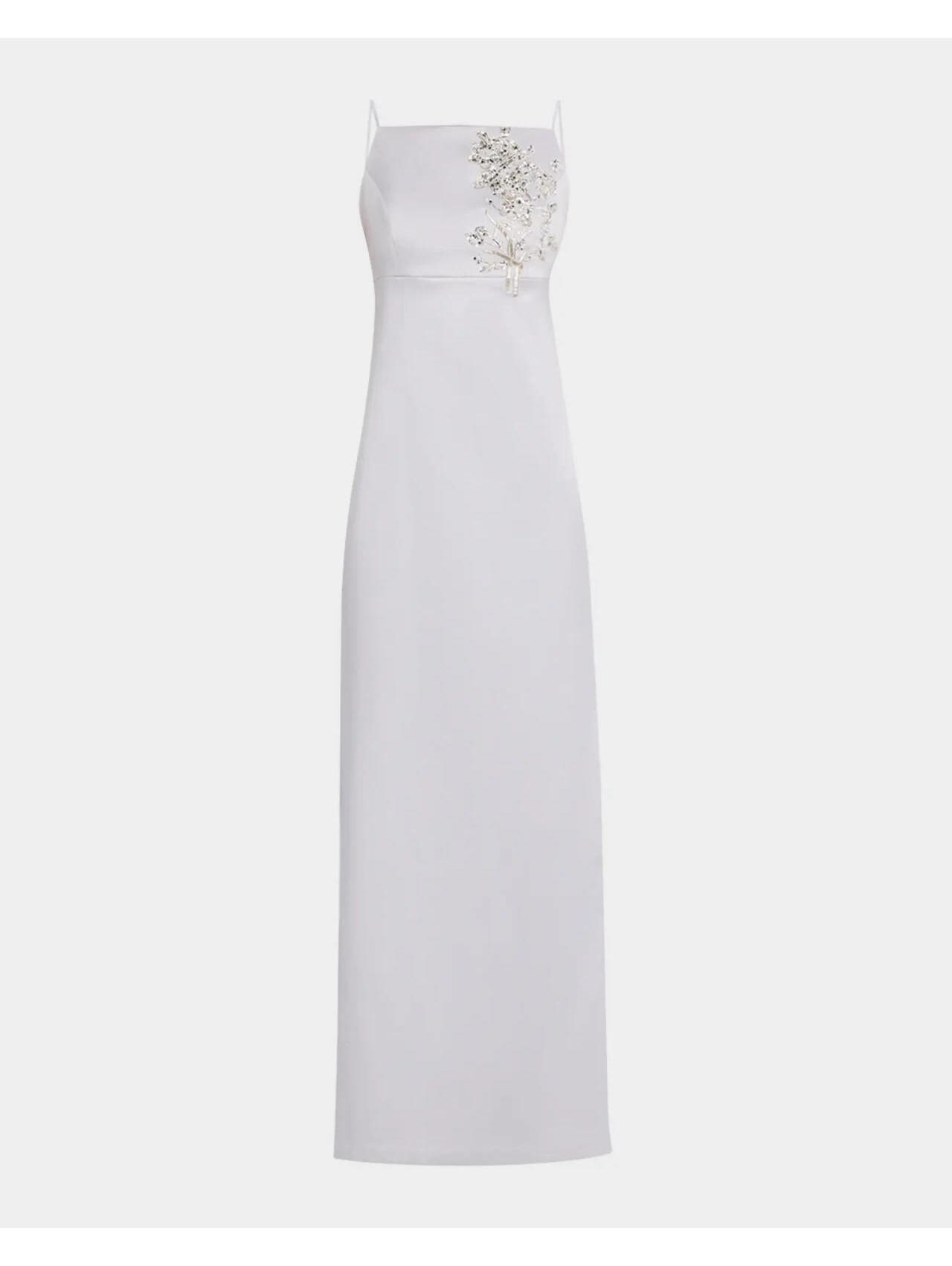 New Sachin & Babi Pryce Embellished Mikado Column Gown In Silver Sz 12 #Ld314